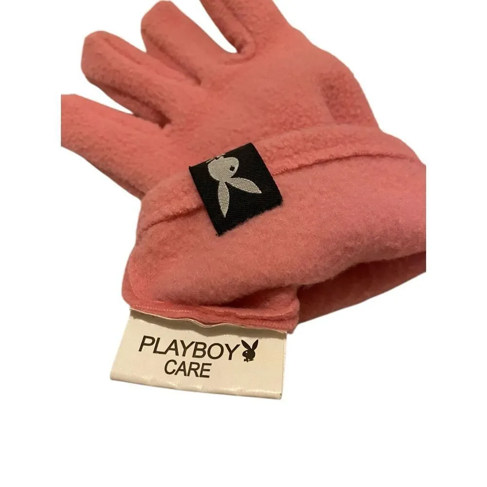 Playboy Bunny Vintage Y2K Fleece Winter Gloves Snow Fuzzy Soft Ski Snowboarding
